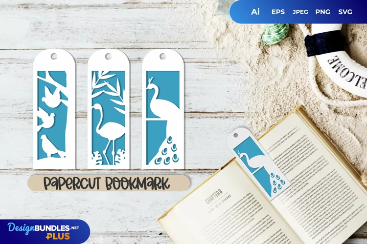 Flamingo and Bird Papercut Bookmark Set