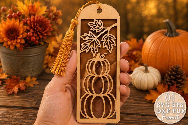 Stacked Pumpkin Bookmark SVG Laser Cut