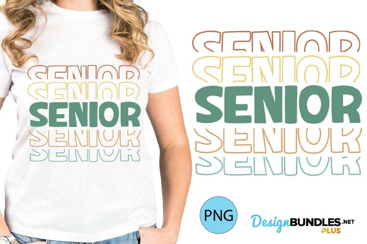Stacked Retro Outline Senior Sublimation | Graduation PNG
