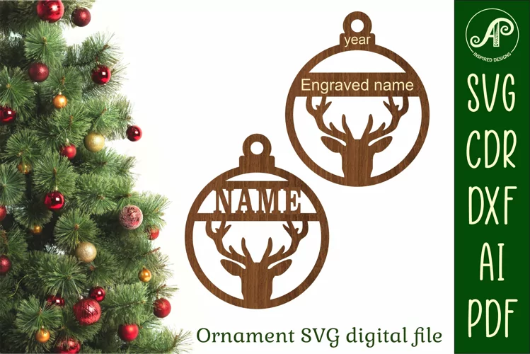 Stag Christmas Ornament SVG laser cut