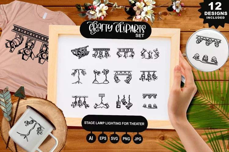 Stage Lamp Lighting For Theater Clipart Set