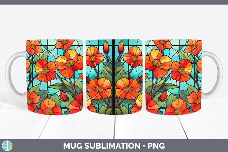 Stained Glass Abutilon Mug Wrap Sublimation Coffee Cup Desig
