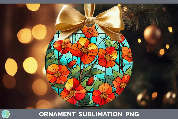 Stained Glass Abutilon Ornament Sublimation Bauble Designs