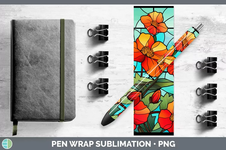 Stained Glass Abutilon Pen Wrap Sublimation Epoxy Pen Design