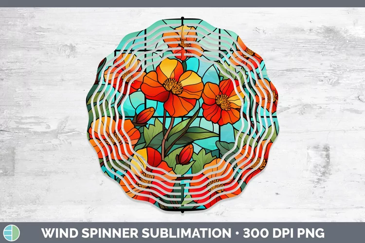 Stained Glass Abutilon Wind Spinner Sublimation Spinner Desi