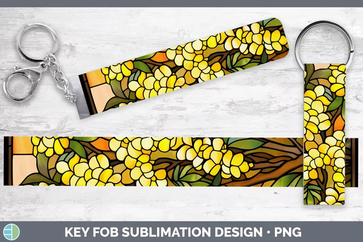 Stained Glass Acacia Key Fob Sublimation Wristlet Designs