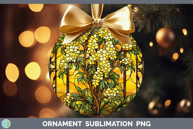 Stained Glass Acacia Ornament Sublimation Bauble Designs