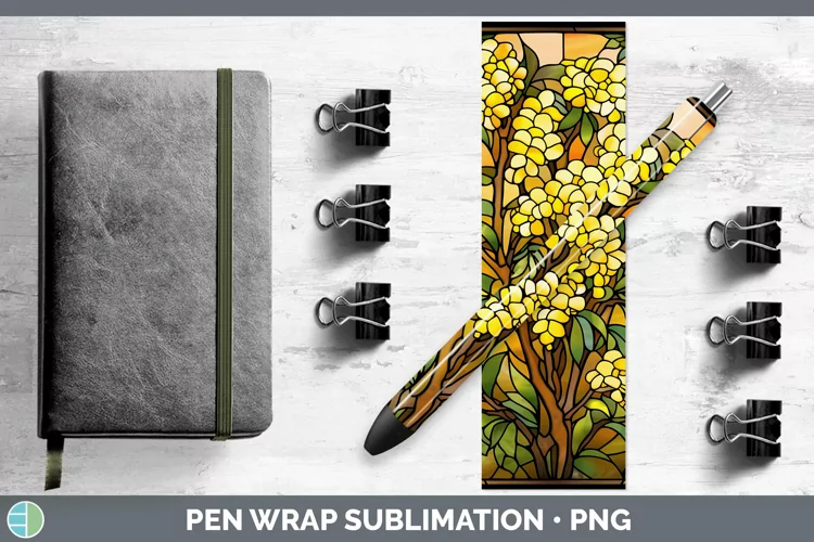 Stained Glass Acacia Pen Wrap Sublimation Epoxy Pen Designs
