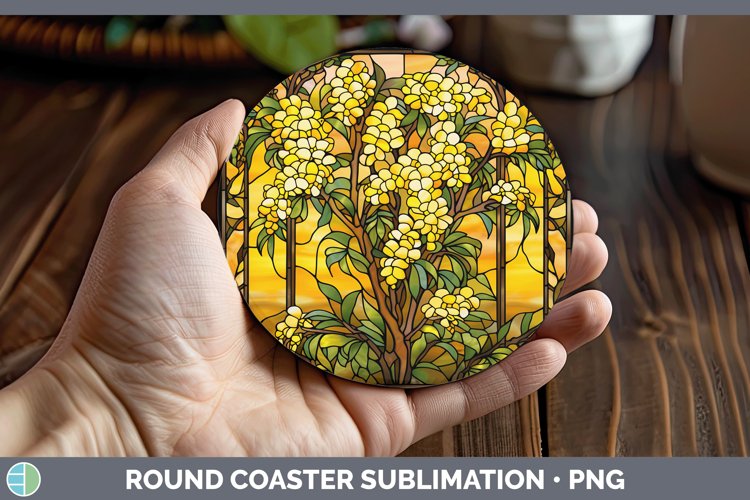 GorgeousStained Glass Round Coaster design.