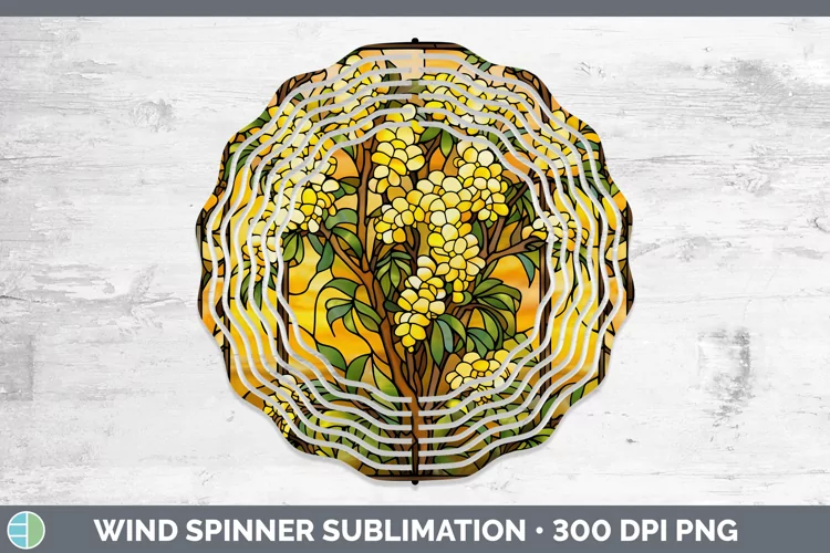 Stained Glass Acacia Wind Spinner Sublimation Spinner Design