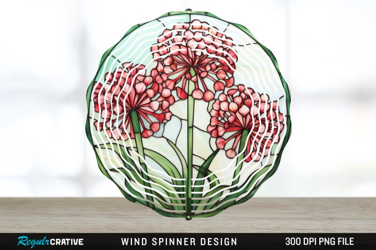 Stained Glass Allium Flowers Flowers Spinner Sublimation PNG
