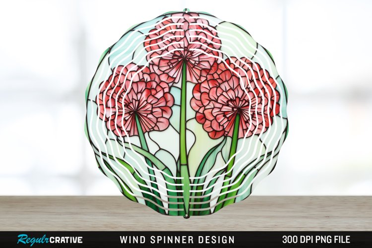 Stained Glass Allium Flowers Flowers Spinner Sublimation PNG