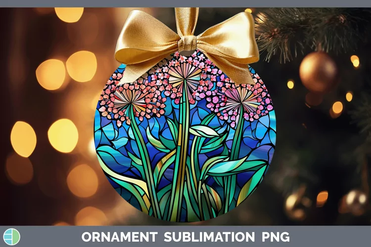 Stained Glass Allium Ornament Sublimation Bauble Designs