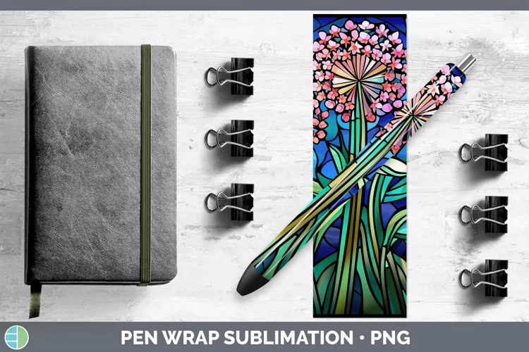 Stained Glass Allium Pen Wrap Sublimation Epoxy Pen Designs