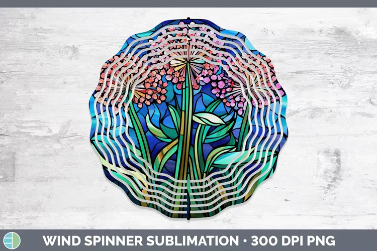 Stained Glass Allium Wind Spinner Sublimation Spinner Design