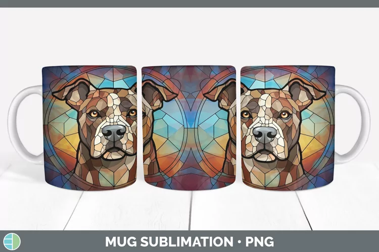 Stained Glass American Staffordshire Mug Wrap Sublimation Co