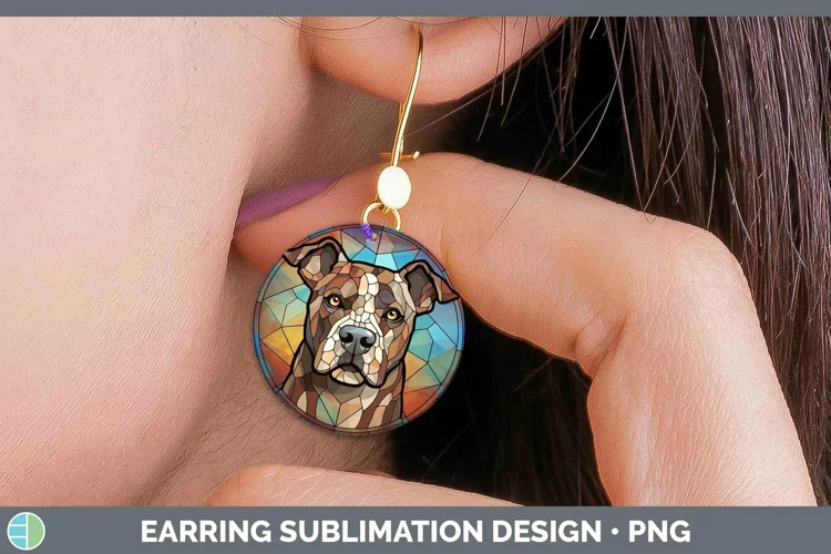 Stained Glass American Staffordshire Round Earrings Sublimat