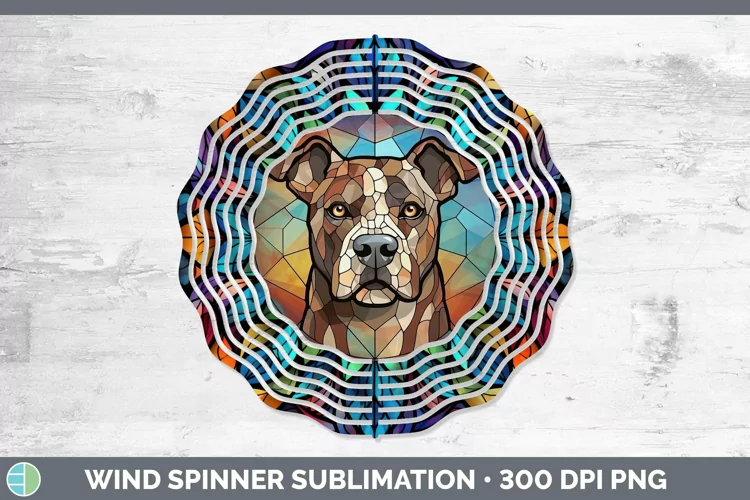 Stained Glass American Staffordshire Wind Spinner Sublimatio