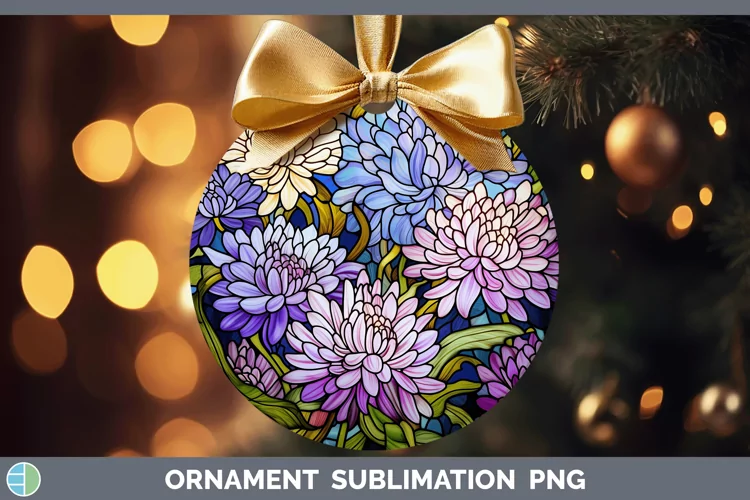 Stained Glass Aster Ornament Sublimation Bauble Designs
