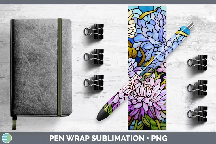Stained Glass Aster Pen Wrap Sublimation Epoxy Pen Designs