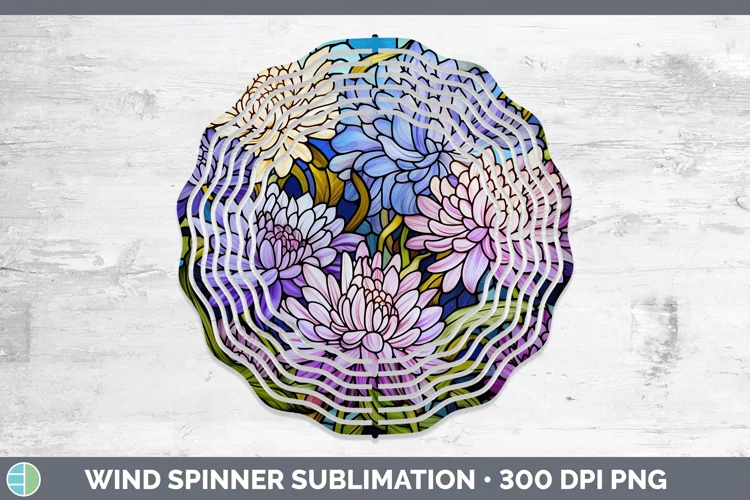 Stained Glass Aster Wind Spinner Sublimation Spinner Designs