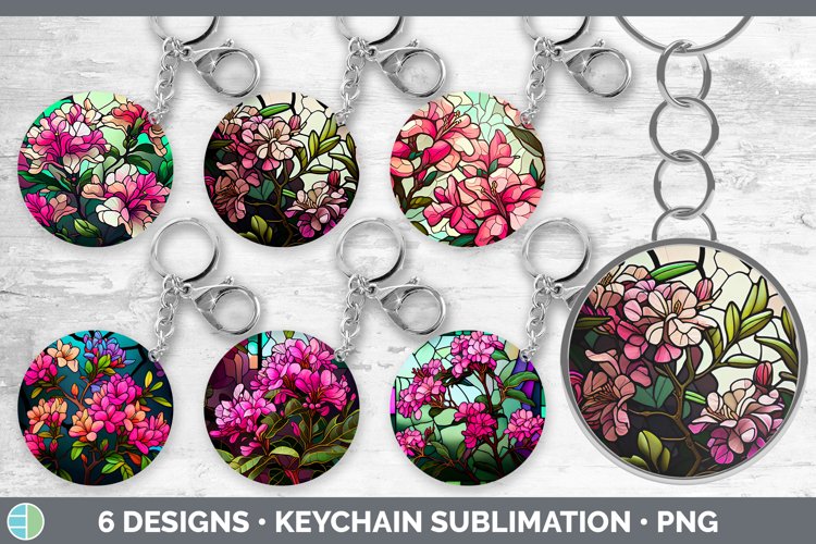 Bundle of six Watercolor Azaleas Keychain designs.