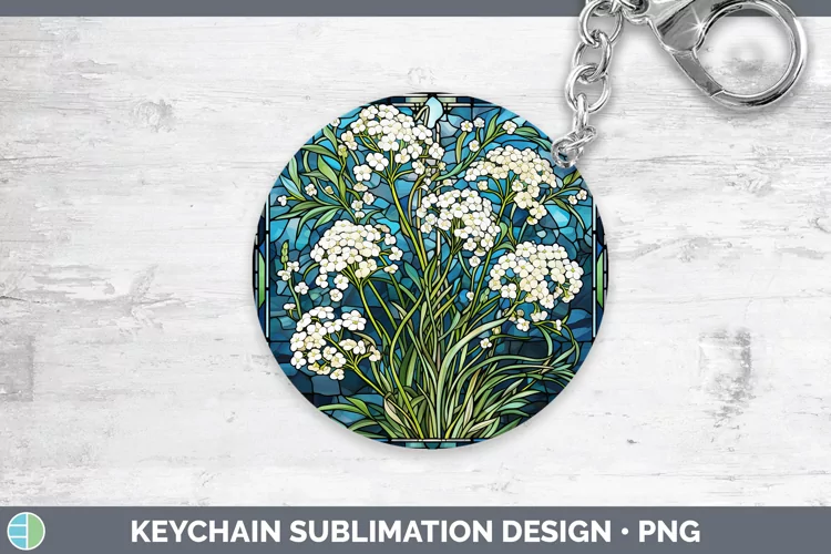 Stained Glass Babys Breath Gypsophila Keychain Sublimation K