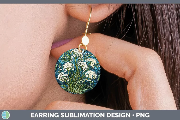 Stained Glass Babys Breath Gypsophila Round Earrings Sublima