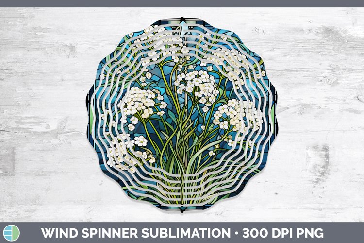 Stained Glass Babys Breath Gypsophila Wind Spinner Sublimati