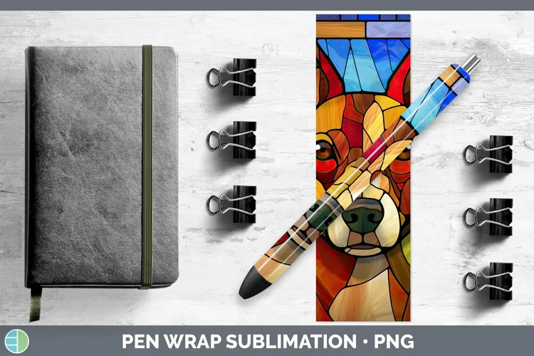 Stained Glass Basenji Pen Wrap Sublimation Epoxy Pen Designs