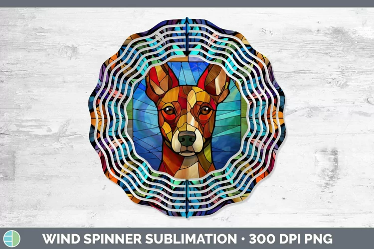 Stained Glass Basenji Wind Spinner Sublimation Spinner Desig