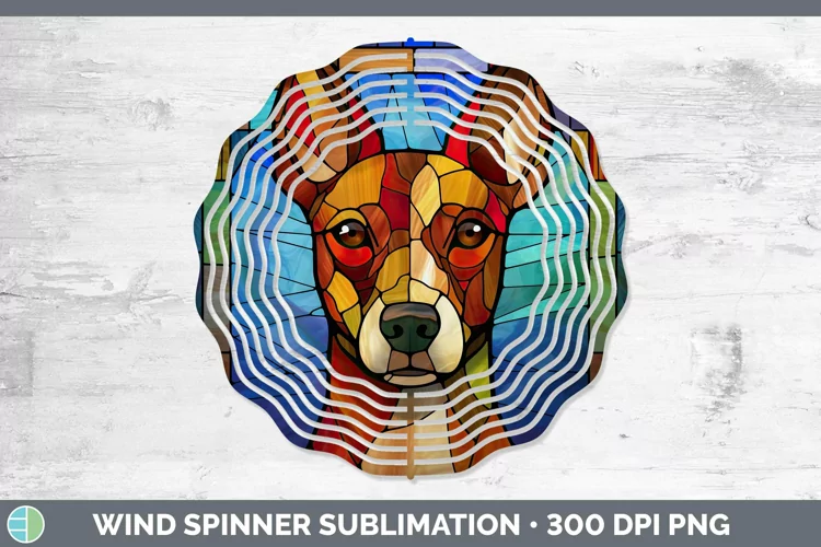 Stained Glass Basenji Wind Spinner Sublimation Spinner Desig
