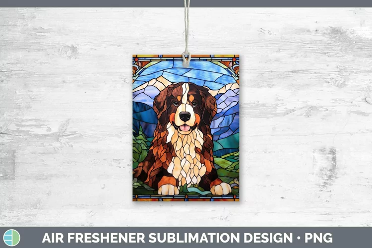 Stained Glass Bermese Mountain Dog Air Freshener Sublimation
