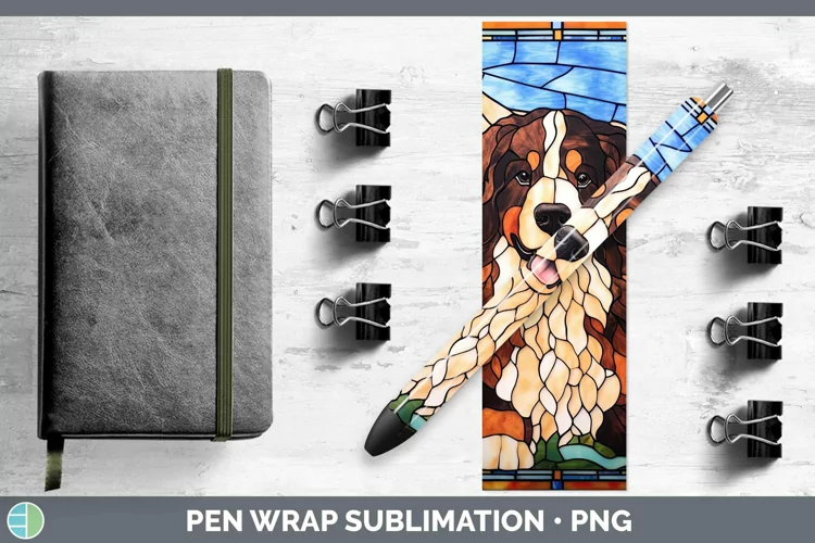 Stained Glass Bermese Mountain Dog Pen Wrap Sublimation Epox