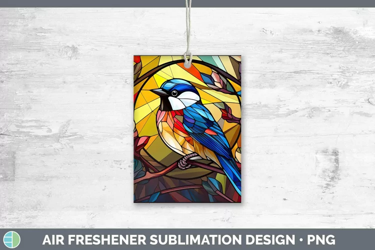 Stained Glass Bird Chickadee Air Freshener Sublimation Car F