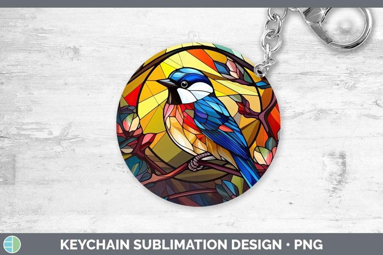 GorgeousStained Glass Bird Keychain design.