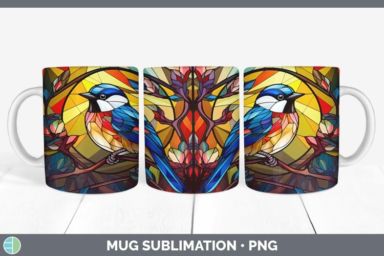 GorgeousStained Glass Bird Mug Wrap design.