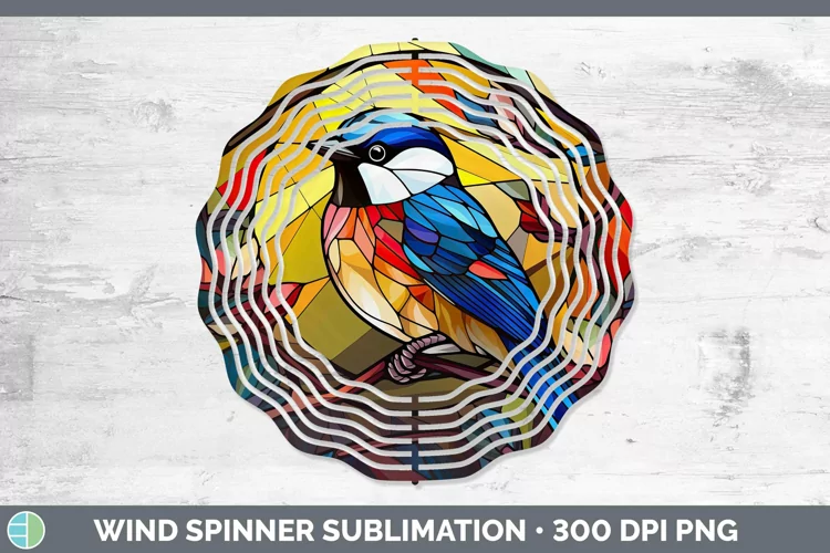 Stained Glass Bird Chickadee Wind Spinner Sublimation Spinne