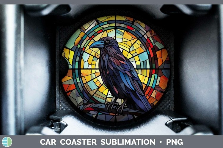 GorgeousStained Glass Bird Car Coaster design.