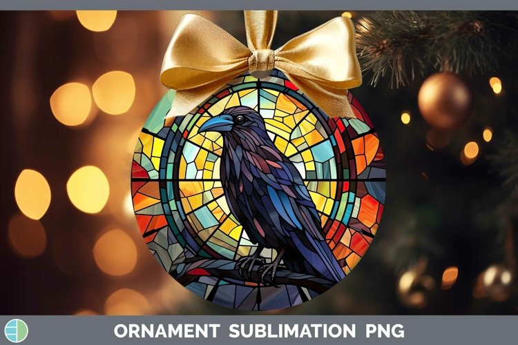 Stained Glass Bird Crow Ornament Sublimation Bauble Designs