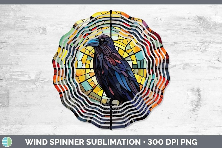 Stained Glass Bird Crow Wind Spinner Sublimation Spinner Des
