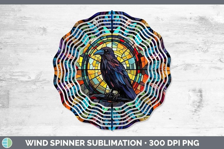Stained Glass Bird Crow Wind Spinner Sublimation Spinner Des