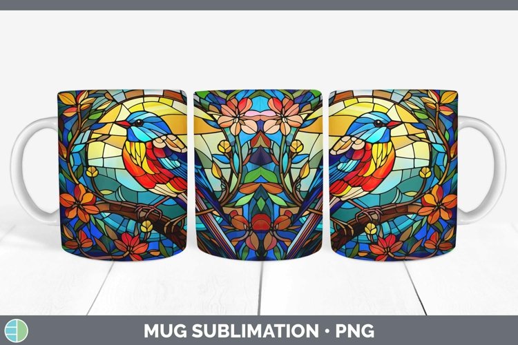 GorgeousStained Glass Bird Mug Wrap design.
