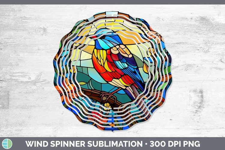 GorgeousStained Glass Bird Wind Spinner design.