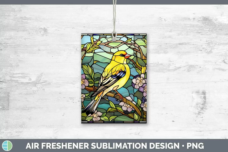 Stained Glass Bird Goldfinch Air Freshener Sublimation Car F