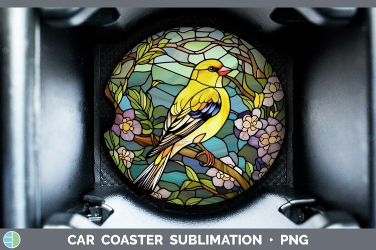 GorgeousStained Glass Bird Car Coaster design.