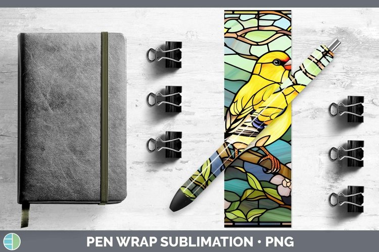 GorgeousStained Glass Bird Pen Wrap design.