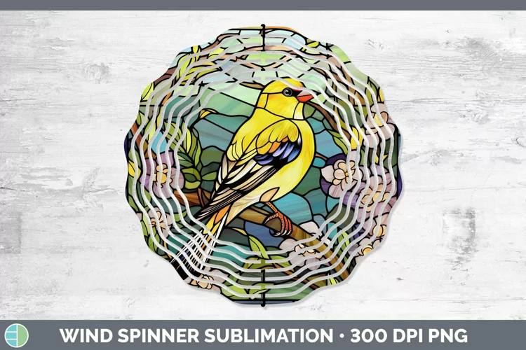 Stained Glass Bird Goldfinch Wind Spinner Sublimation Spinne