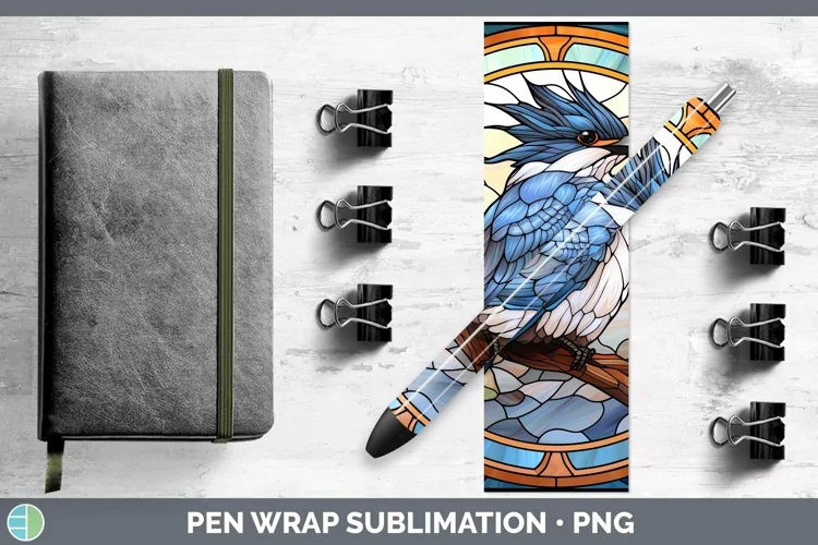 Stained Glass Bird Kingfisher Pen Wrap Sublimation Epoxy Pen