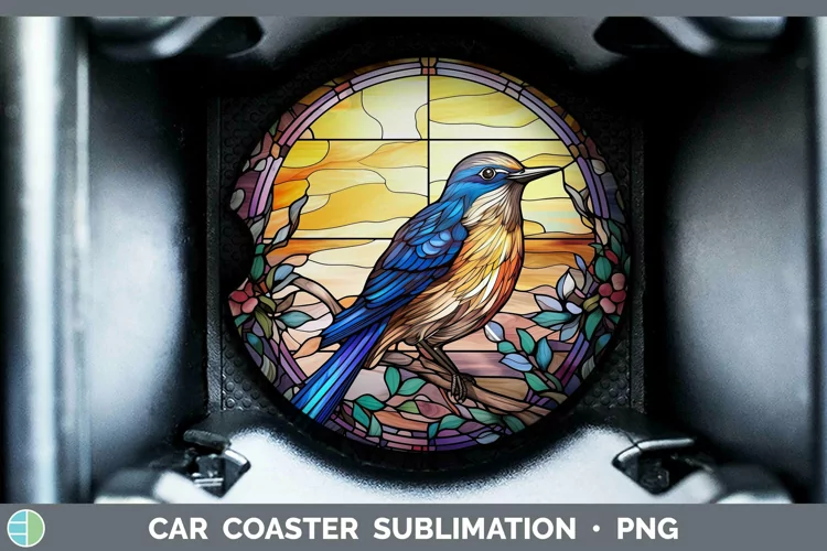Stained Glass Bird Mockingbird Car Coaster Sublimation Coast